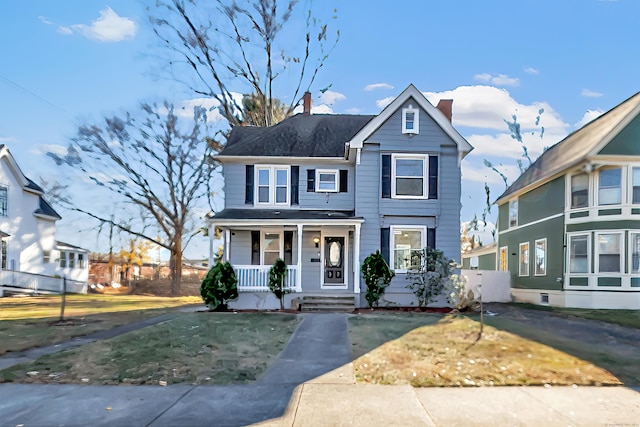 view of front of property featuring covered porch