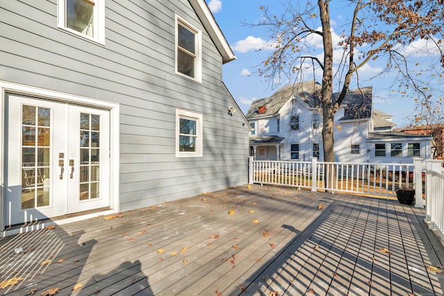 wooden terrace with french doors