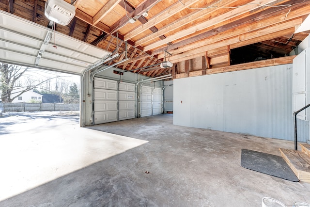 garage with a garage door opener