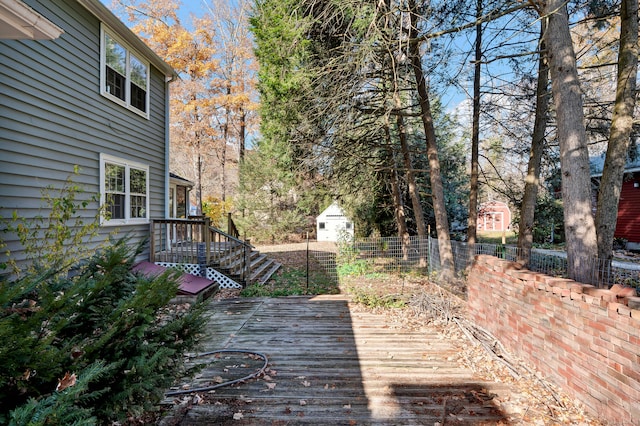 deck with a garage