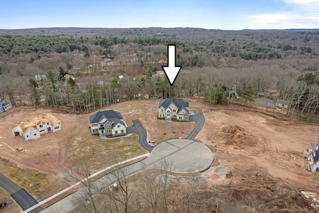 bird's eye view with a view of trees