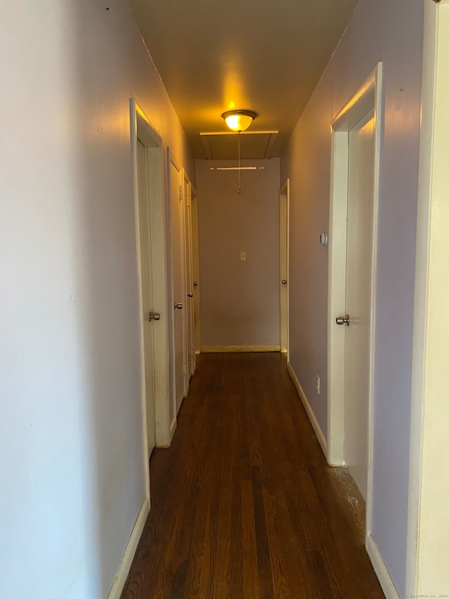 corridor featuring dark hardwood / wood-style floors