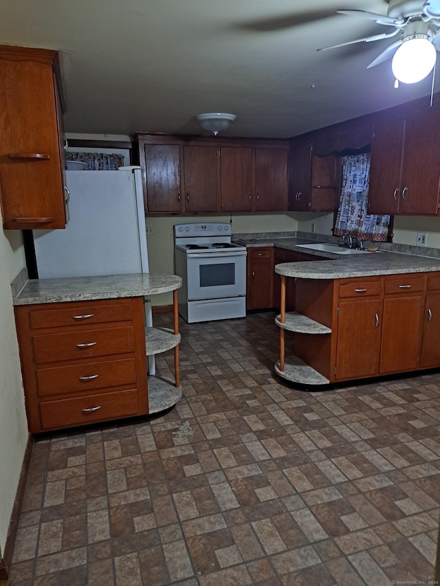 kitchen with white appliances and sink