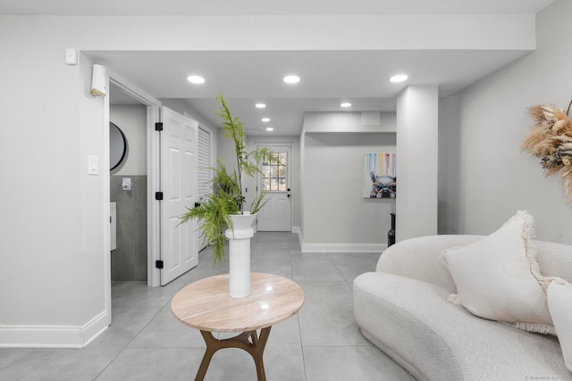 interior space with light tile patterned floors