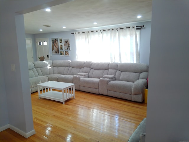 living room featuring light wood-type flooring