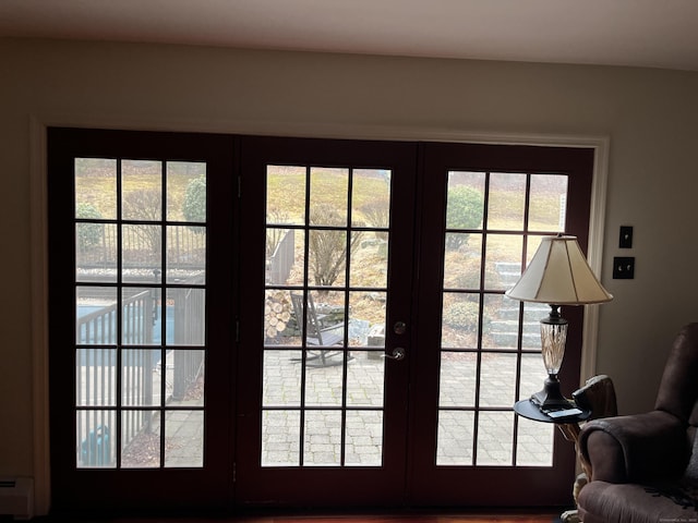 doorway to outside featuring french doors
