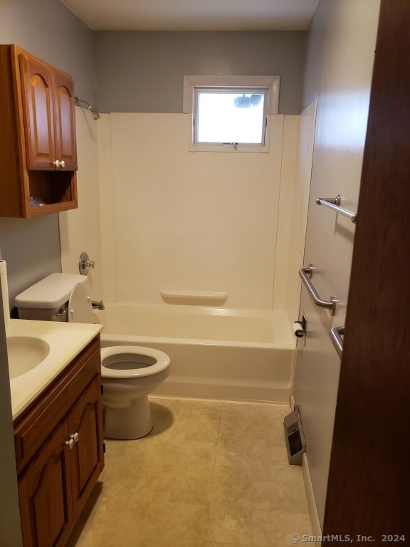 full bathroom with vanity, toilet, and shower / bath combination