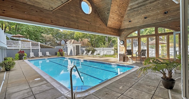 view of swimming pool with a patio area