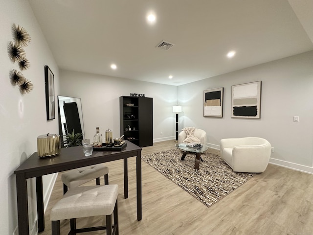 office space featuring light wood-type flooring