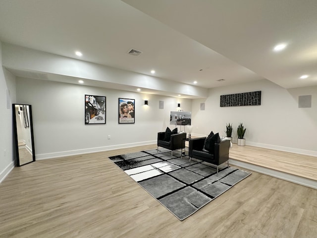 interior space with light hardwood / wood-style flooring