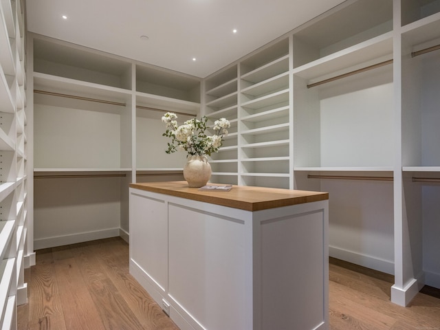 spacious closet with light hardwood / wood-style floors