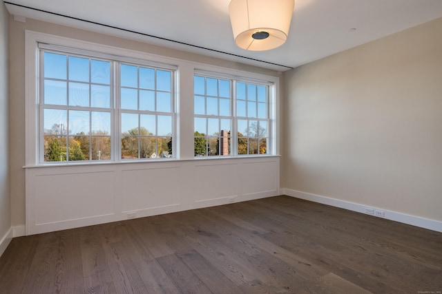 spare room with dark hardwood / wood-style flooring and a healthy amount of sunlight