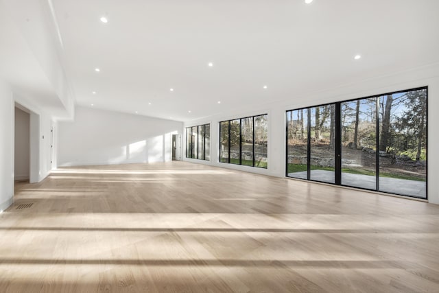 spare room featuring a healthy amount of sunlight and light hardwood / wood-style floors