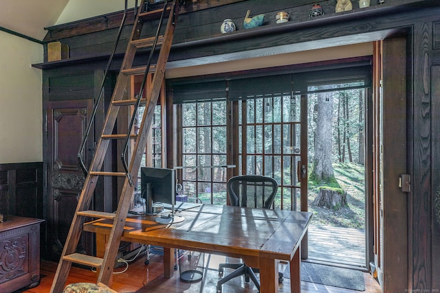 interior space featuring wood-type flooring and plenty of natural light