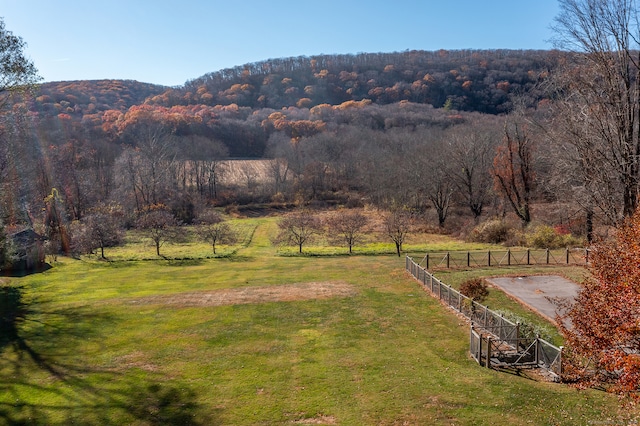 mountain view featuring a rural view