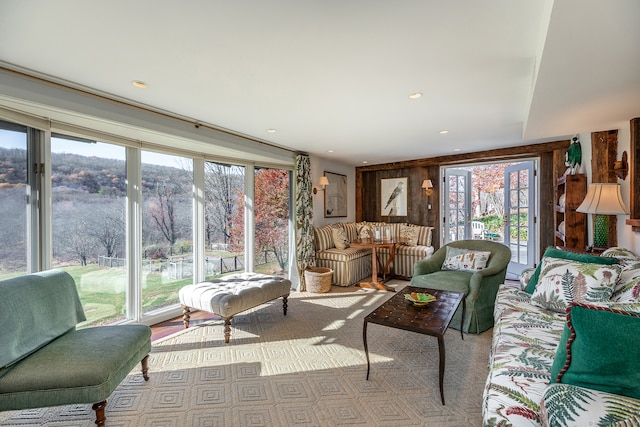 living room featuring a wealth of natural light