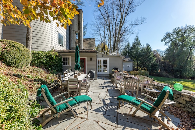 view of patio featuring french doors