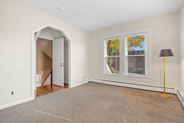 interior space featuring a baseboard heating unit