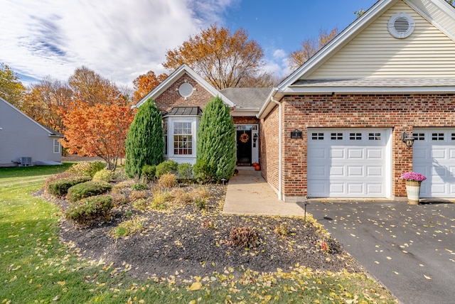 front facade with a garage