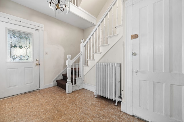 entryway with radiator heating unit