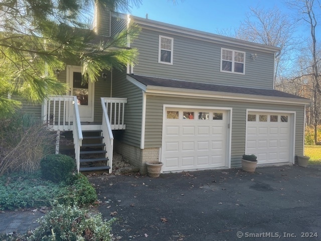 exterior space featuring a garage