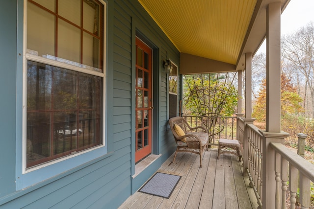 deck featuring a porch