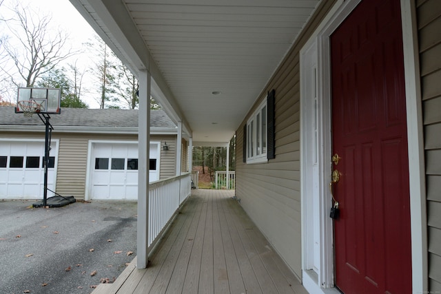 wooden deck with covered porch