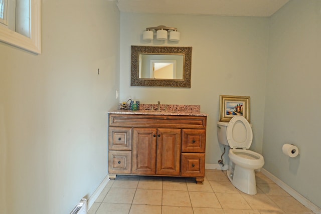 bathroom with tile patterned flooring, vanity, and toilet