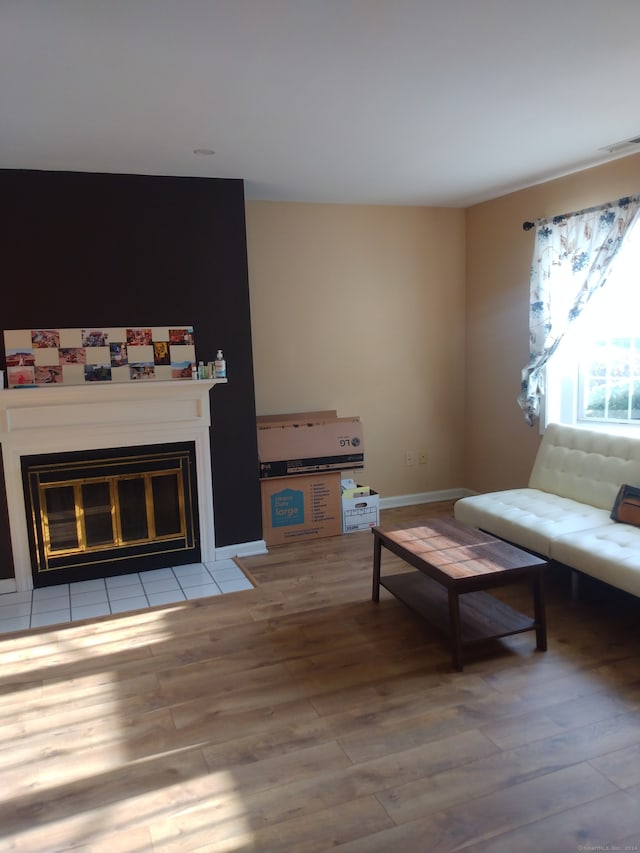 living room featuring light hardwood / wood-style floors