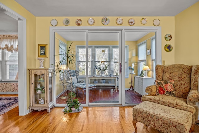 sitting room featuring light hardwood / wood-style floors