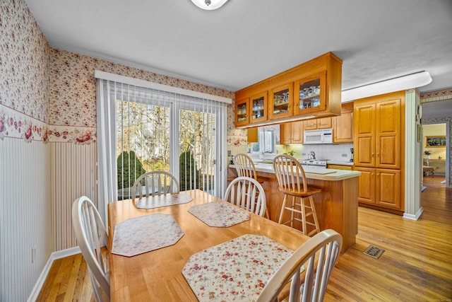 dining space featuring light hardwood / wood-style floors and a wealth of natural light