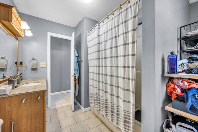 bathroom featuring vanity and tile patterned floors