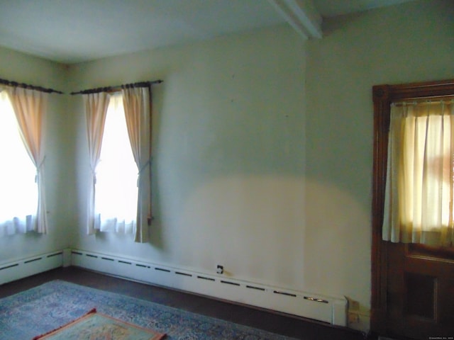 unfurnished room featuring a baseboard radiator