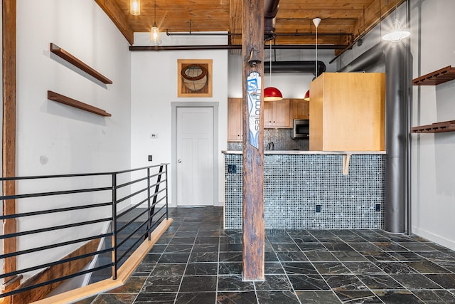 interior space with wood ceiling