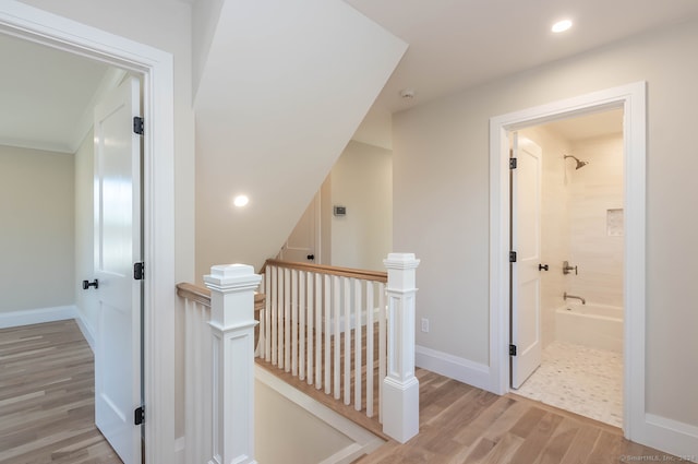 hall featuring light wood-type flooring