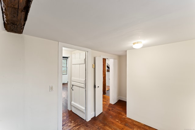 interior space with dark hardwood / wood-style floors