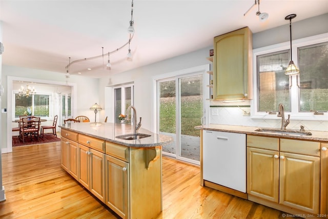 kitchen featuring white dishwasher, sink, and a wealth of natural light