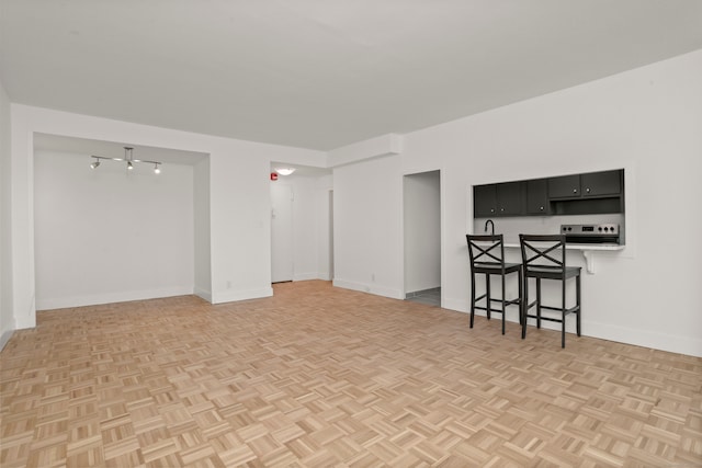 living room with light parquet flooring