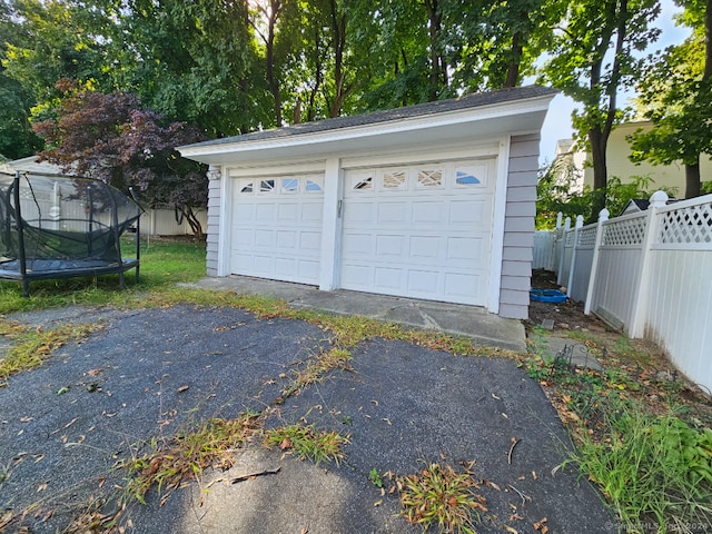 garage featuring a trampoline