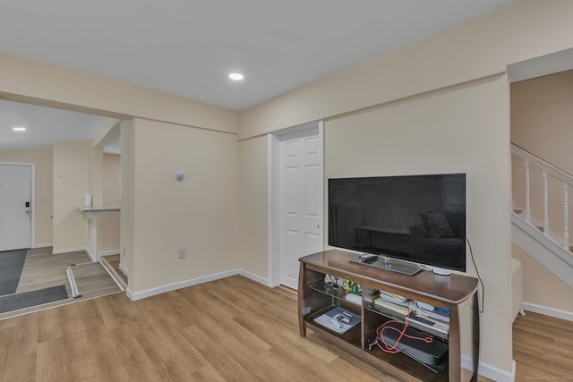 living room featuring light hardwood / wood-style floors