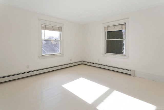 spare room with a baseboard heating unit