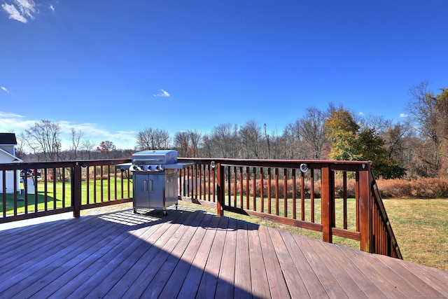 deck with a lawn