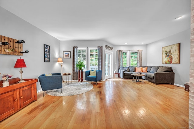 living room with light wood-type flooring