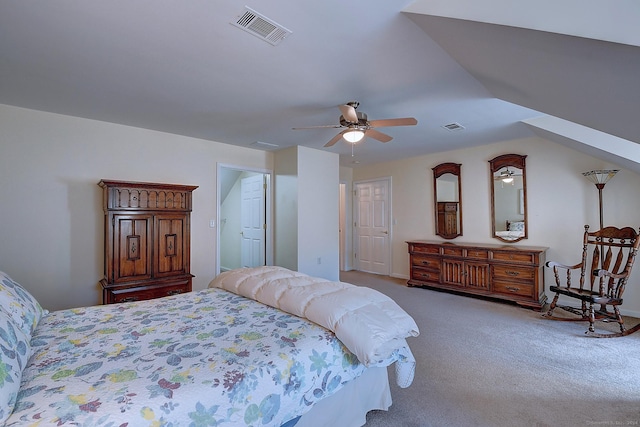 bedroom with carpet flooring and ceiling fan