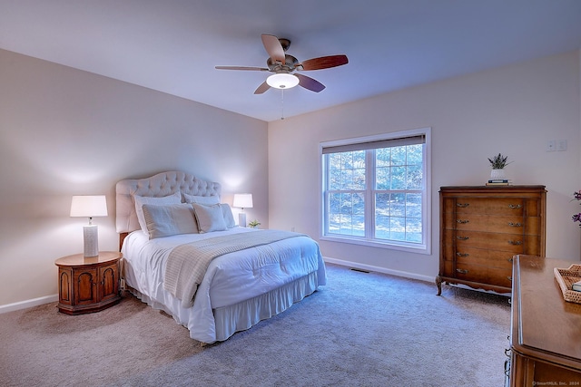 bedroom with carpet floors and ceiling fan