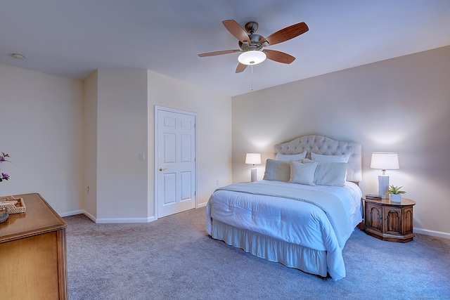 bedroom with carpet flooring and ceiling fan