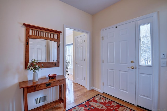 foyer featuring light hardwood / wood-style flooring and a healthy amount of sunlight