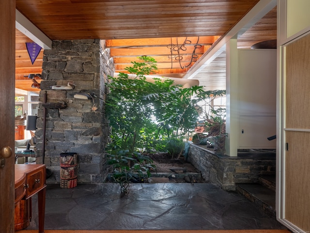 entryway featuring wood ceiling