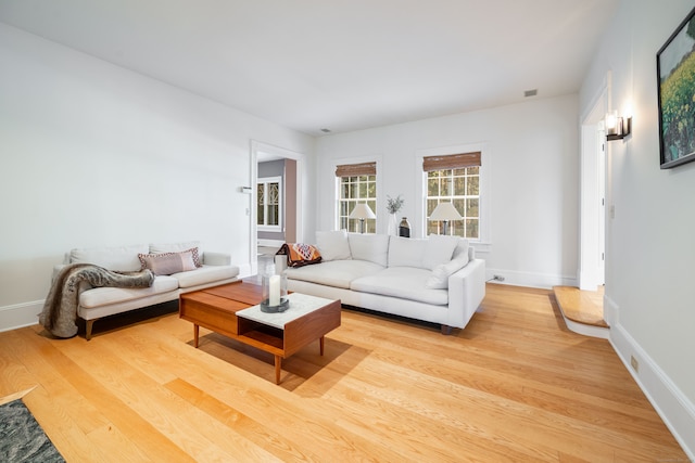 living room featuring light hardwood / wood-style flooring