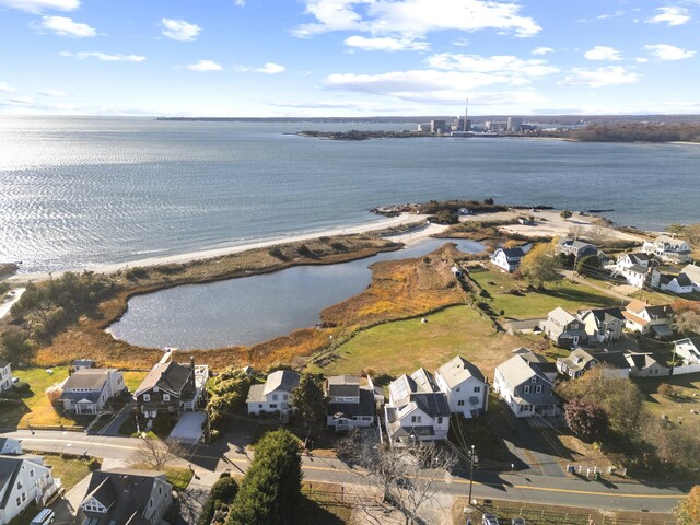 aerial view with a beach view and a water view